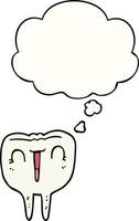 cartoon happy tooth and thought bubble vector