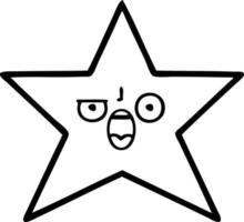 line drawing cartoon gold star vector