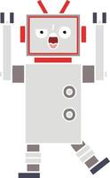 flat color retro cartoon angry robot vector