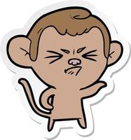 sticker of a cartoon angry monkey vector