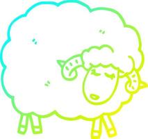 cold gradient line drawing cartoon sheep with horns vector