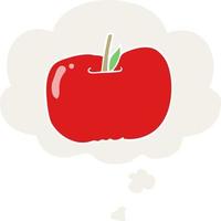 cartoon apple and thought bubble in retro style vector