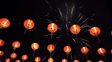 Firework show with red lantern video