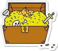 sticker cartoon doodle of a treasure chest vector