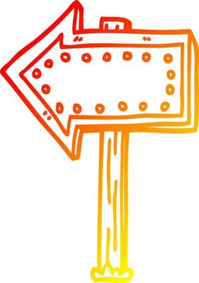 warm gradient line drawing cartoon light up arrow