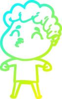 cold gradient line drawing cartoon man pouting vector