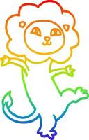rainbow gradient line drawing cartoon happy lion vector
