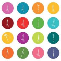 Surgeons tools icons set colorful circles vector