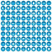 100 iconos de moda set azul vector