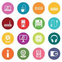 conjunto de iconos de computadora muchos colores vector