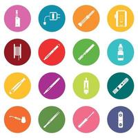 Vaping icons many colors set vector