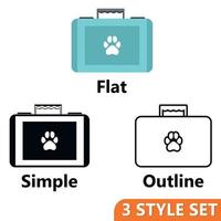Suitcase for animals icons set vector
