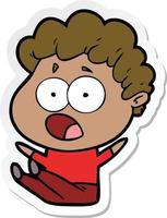 sticker of a cartoon man gasping in surprise vector