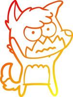 warm gradient line drawing cartoon annoyed fox vector