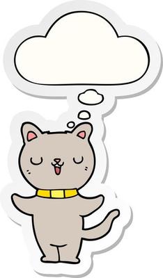 cartoon cat and thought bubble as a printed sticker