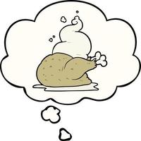 cartoon cooked chicken and thought bubble vector