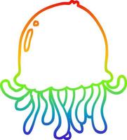 rainbow gradient line drawing cartoon jellyfish vector