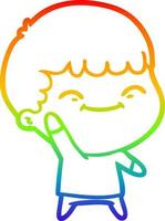 rainbow gradient line drawing cartoon happy boy vector