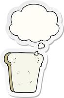 cartoon slice of bread and thought bubble as a printed sticker vector