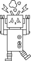 line drawing cartoon robot vector