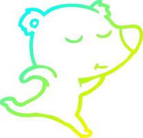 cold gradient line drawing happy cartoon polar bear running vector