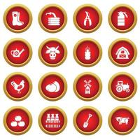 Farm agricultural icons set, simple style vector