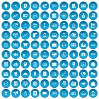 100 iconos de personas de negocios conjunto azul vector