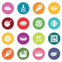 Japan food icons set colorful circles vector