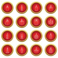 Candle forms icons set flame light, outline style vector
