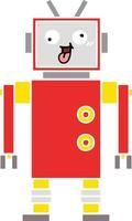 flat color retro cartoon crazy robot vector