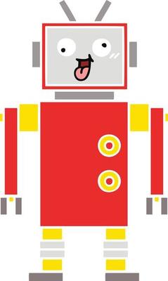 flat color retro cartoon crazy robot