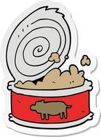 sticker of a cartoon canned food vector