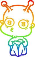 rainbow gradient line drawing cartoon weird bald spaceman vector