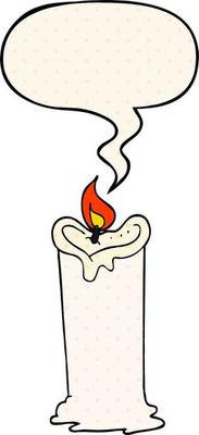 cartoon candle and speech bubble in comic book style