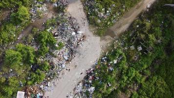Aerial rotation and look down garbage dump site at countryside video