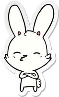 sticker of a curious bunny cartoon vector