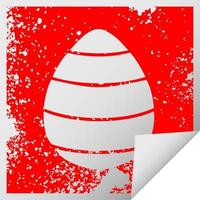 quirky distressed square peeling sticker symbol easter egg vector