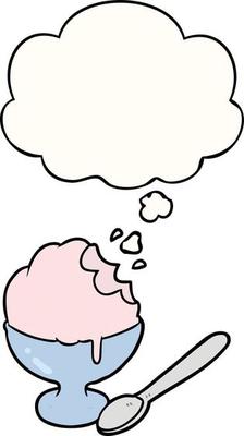 cartoon ice cream dessert and thought bubble