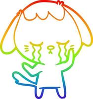 rainbow gradient line drawing cute puppy crying cartoon vector