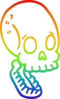 rainbow gradient line drawing cartoon skull vector