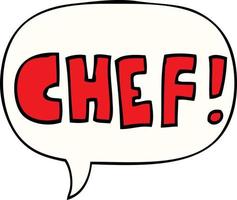 cartoon word chef and speech bubble vector