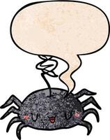 cartoon halloween spider and speech bubble in retro texture style vector