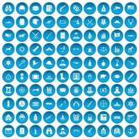 100 iconos de bala azul vector