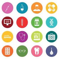 Medicine icons many colors set vector