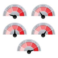 conjunto de medidores de rendimiento de velocidad. barra de nivel aislado sobre fondo blanco vector