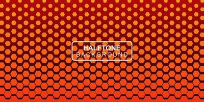 Hexagonal shape gradient orange halftone background. Halftone abstract texture. Gradient Halftone Background vector