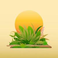 elemento de diseño de gradiente de hoja y hierba. diseño gráfico de verano. ilustración vectorial vector