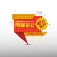 Red yellow vector sale banner. Mega Sale, Special offer