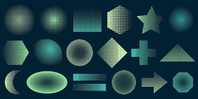 Set of Halftone dots Shapes. Abstract Elements Vector