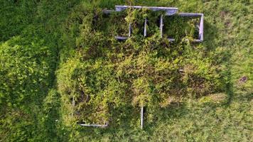 Aerial ascending the abandoned broken house video